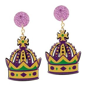Mardi Gras Crown Earrings